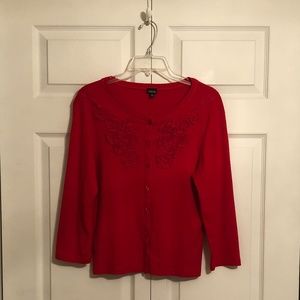 Rafaella Red Button Down Sweater